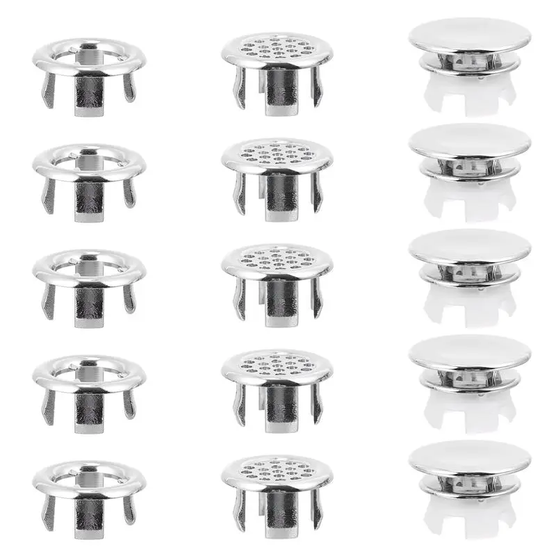 

15pcs Bathtub Sink Ring Overflow Drain Cap Covers Round Insert Wash Basin Overflow Hole Bathroom Accessories