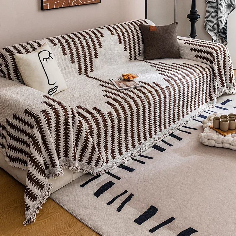 Thicken Chenille Blanket Classic Black Stripe Sofa Blanket Summer Couch Non Slip Blanket Office Nap Shawl Cushion Sofa Covers 담요 6