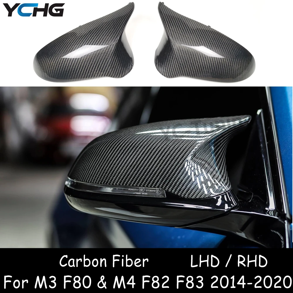 

M4 M3 Carbon Fiber Exterior Side Door Rearview Replacement Mirror Cover Caps For BMW M3 F80 M4 F82 F83 2014-2020 LHD & RHD