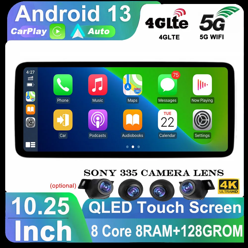 

10.25 Inch Android 13 4G LTE WIFI Car Radio GPS Navigation Multimedia Player for Mercedes Benz C Class GLC W205 S205 360 Camera