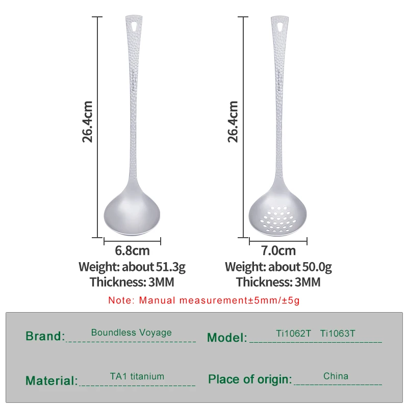 Boundless Voyage Long Handle Titanium Soup Ladle For Camping Cookware_voghion.com