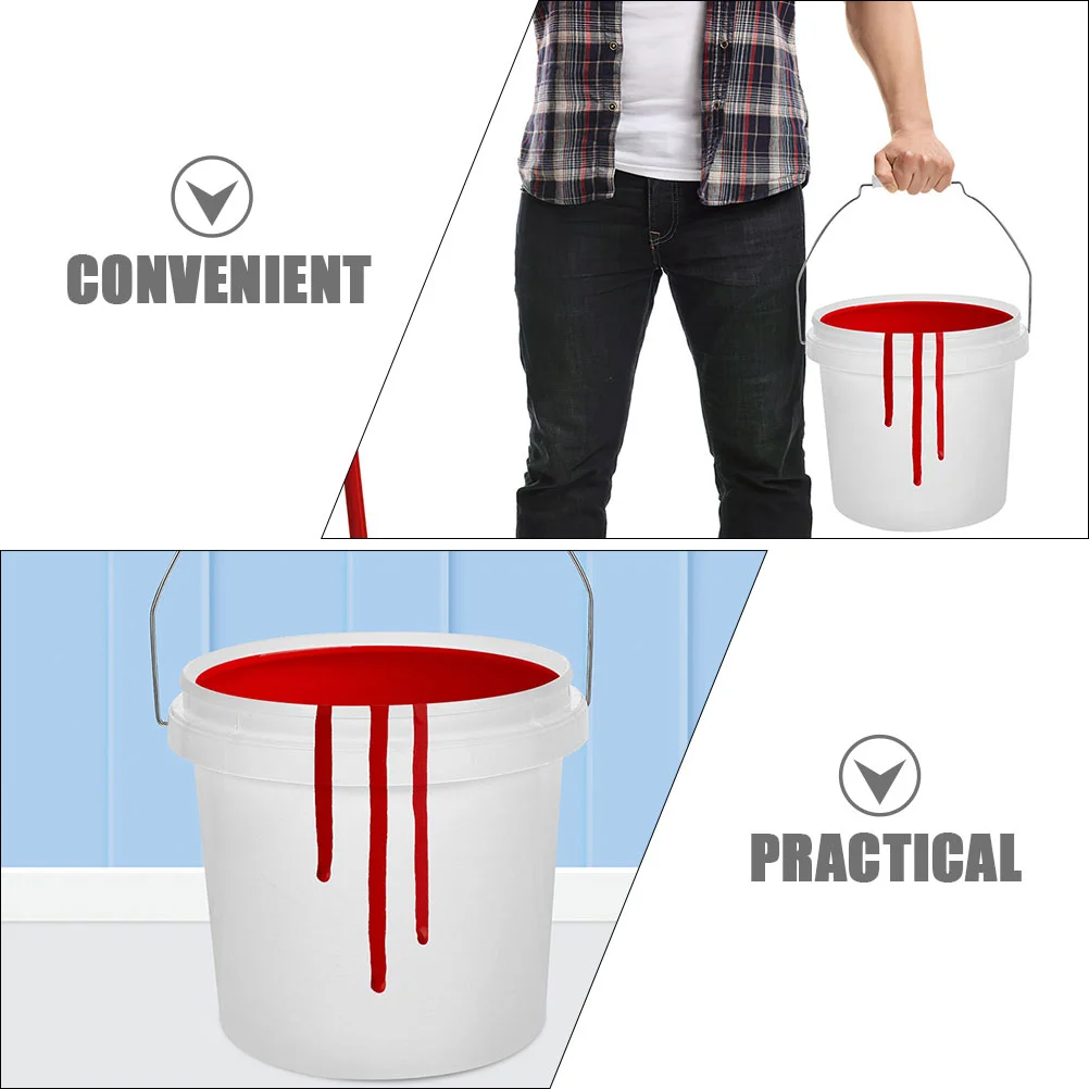 2Pcs White Round Bucket With Lid Paint Buckets For 4L Bucket With Handle Multi Functional Container Packaging Empty