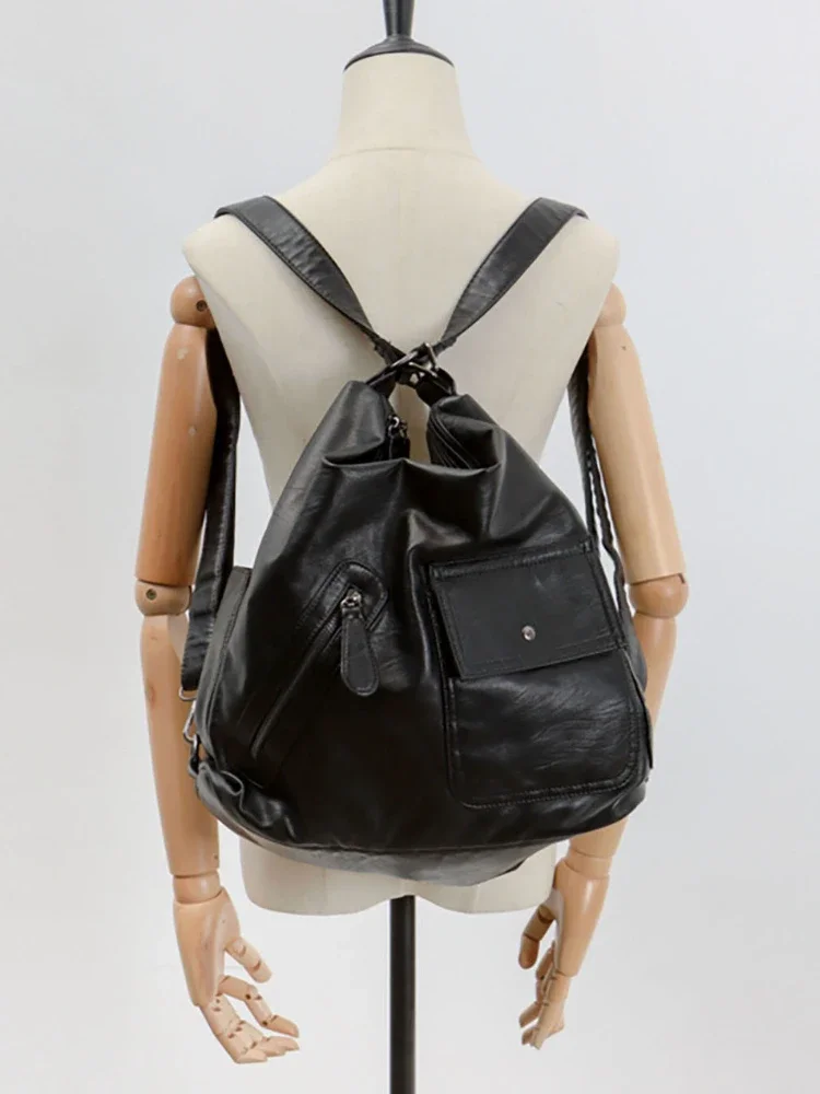 thumbnail image 1 of Mochila de moda coreana para mujer, bolso de viaje de gran capacidad, de cuero, impermeable, de un solo hombro, mochilas para mujer, 1 of 5