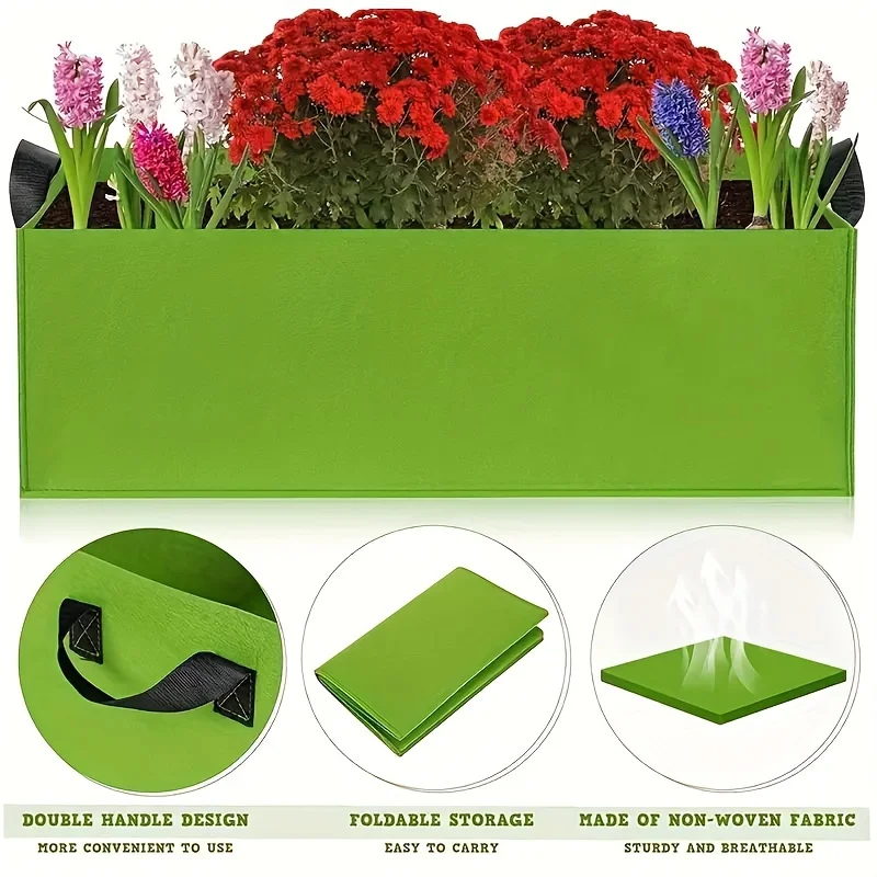 Square Fabric Raised Garden Bed,Nonwoven Grow Bag, Breathable Planting Container with Handles,Reinforced Flower Pot for Outdoor
