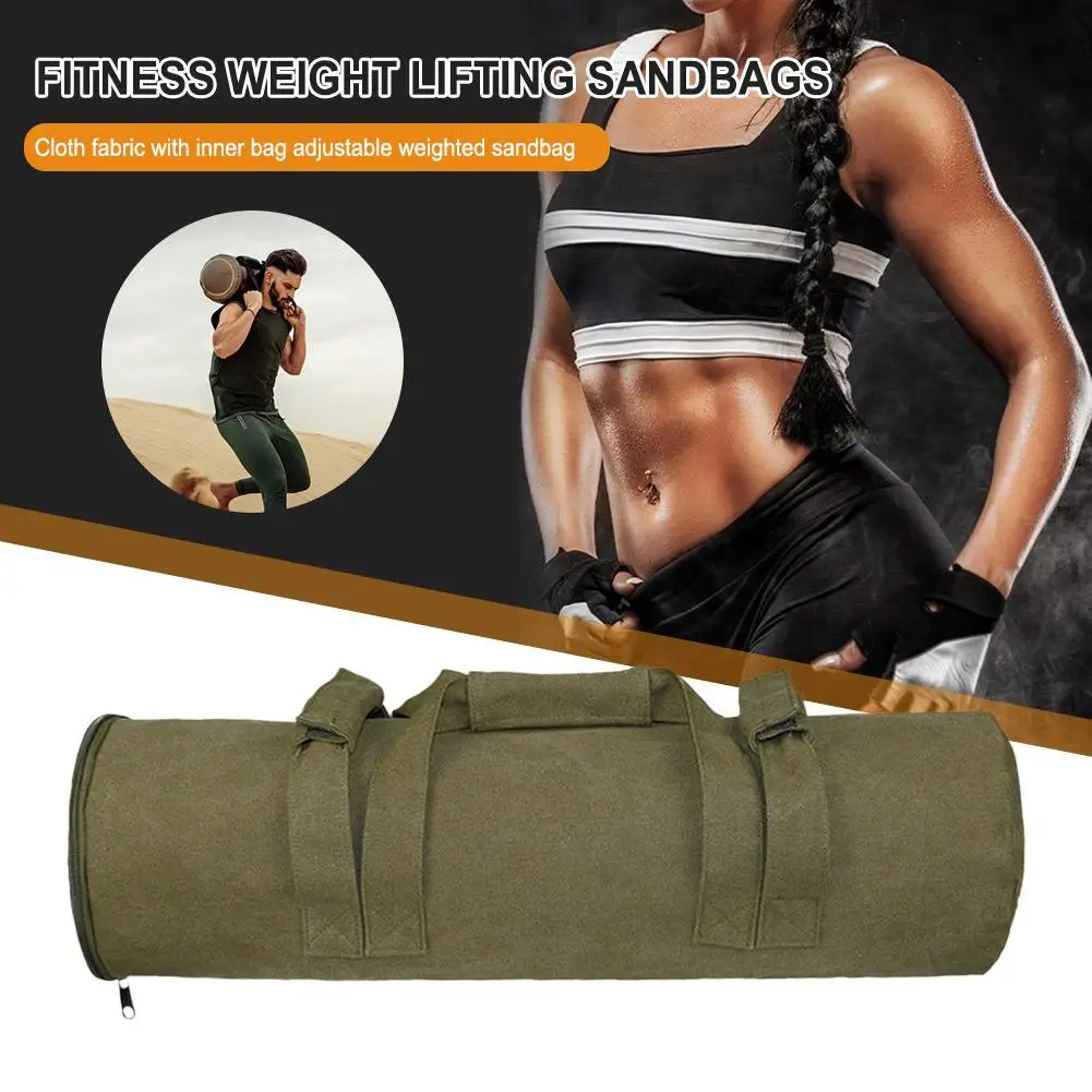 Canvas Weightlifting Sandbag Wear-resistant Load Sandbag With Zipper Adjustable Weight Comfortable Handle Dropship