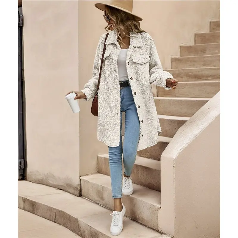 여성용 테디 플리스 코트-플러시 오버사이즈 롱 가디건, 캐주얼 스타일을 위한 아늑한 겨울 퍼지 아우터웨어
