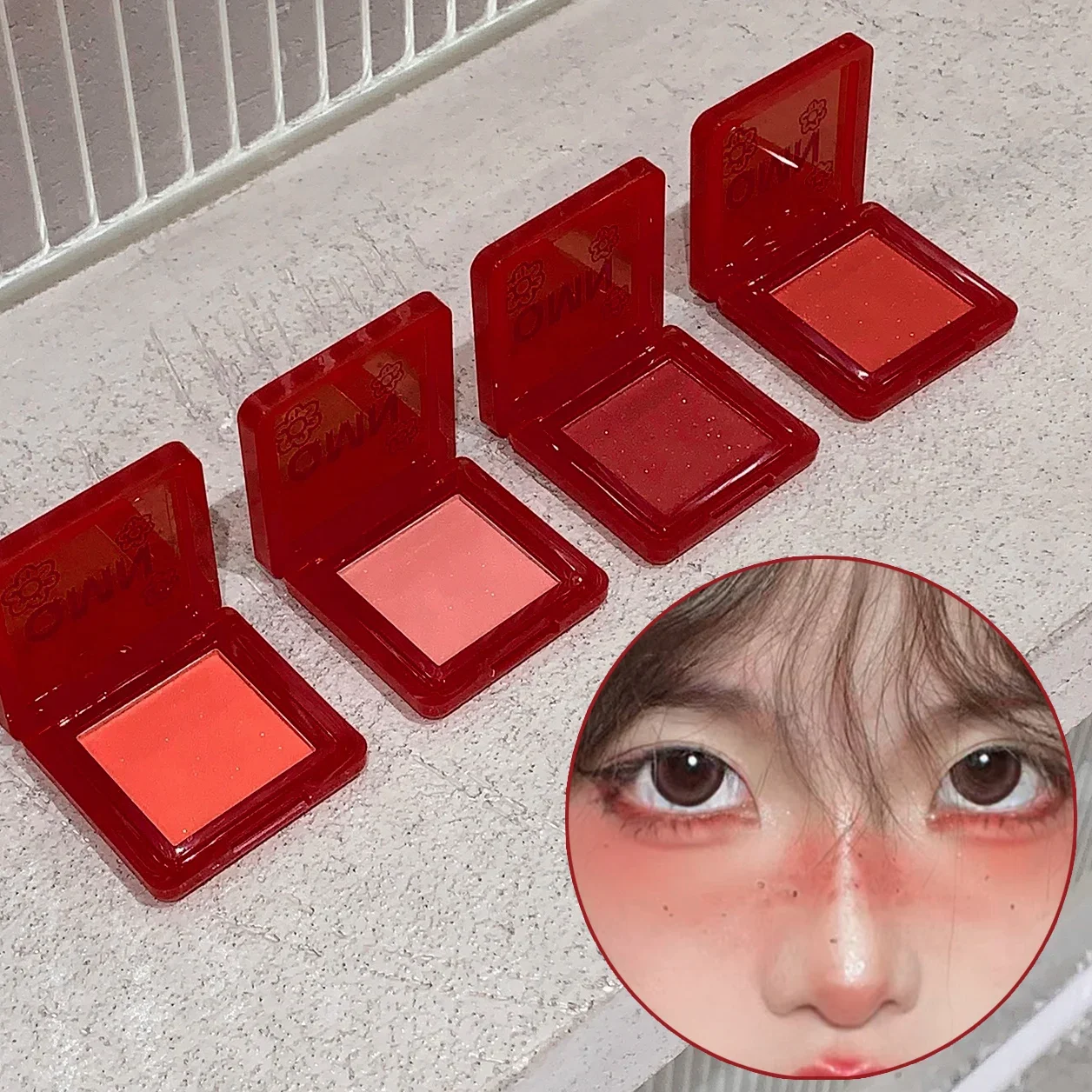 Rosso Red Brighten Face Blush Palette Face Contouring Blusher Cheek Tint Peach Rouge Waterproof Monochrome Matte Female Makeup powder blusher,blush powder,blush plate,facial blusher,monochrome blush