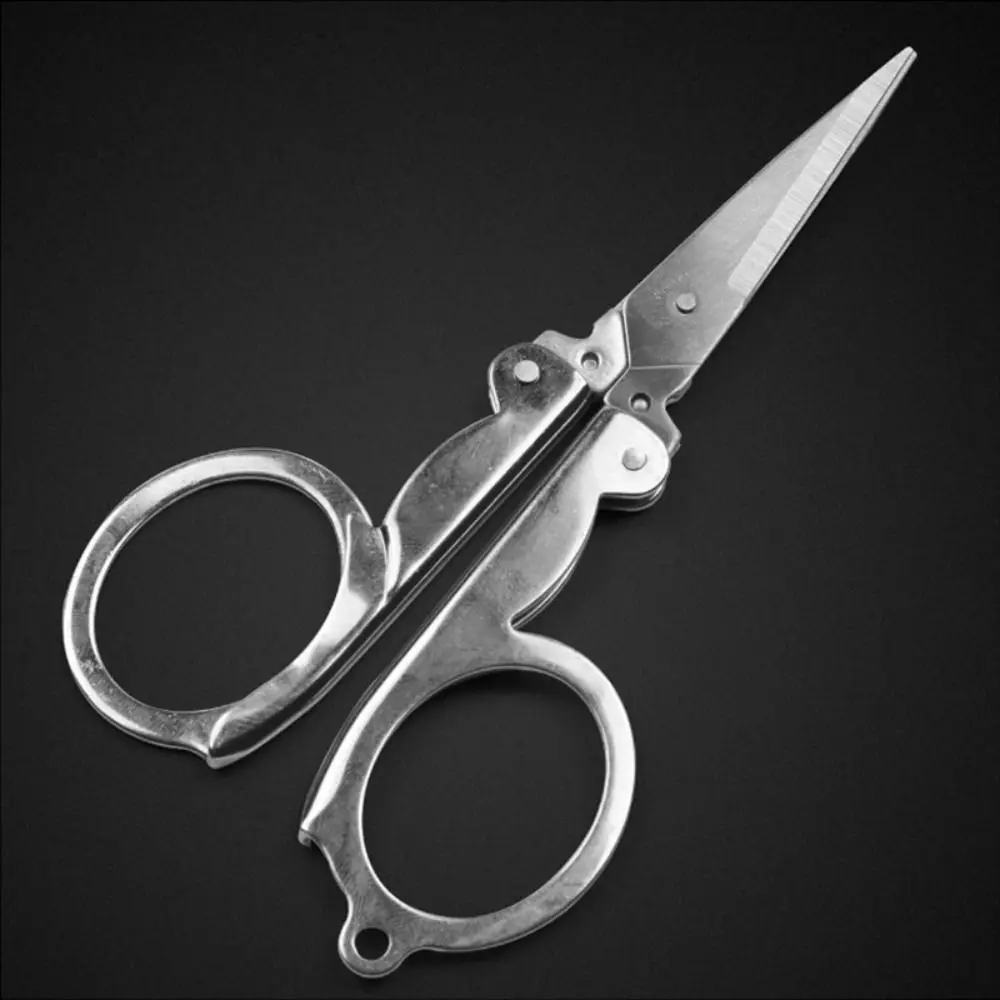 새로운 스테인레스 스틸 접이식 가위 실버 미니 미니 가위 컴팩트 공예 가위 여행용
