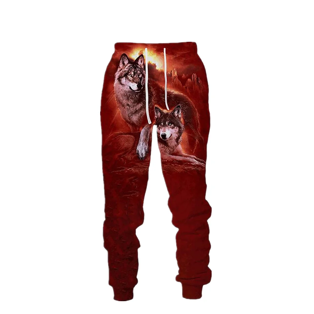 

Harajuku Fashion Spring and Autumn Jogging Pants Forest Wolf 3D Printed Men's Sports Pants Unisex Street Leisure Sports Pants