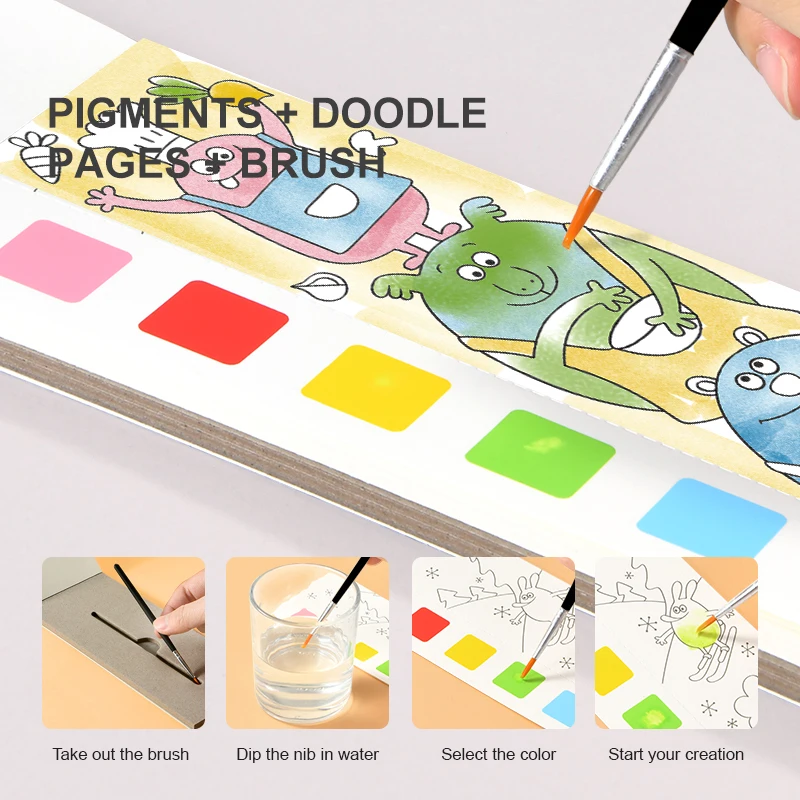 Mideer Coloring Books 20page Watercolor Paper Comes With Portable Paint D4D0