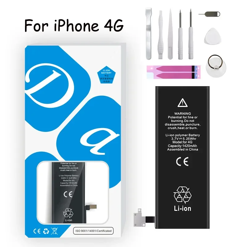 

Аккумулятор XDOU для IPhone 4 4G IPhone4 IPhone4G 1420 мАч, аксессуары для телефона, бесплатный набор инструментов для ремонта, запасная батарея с наклейками