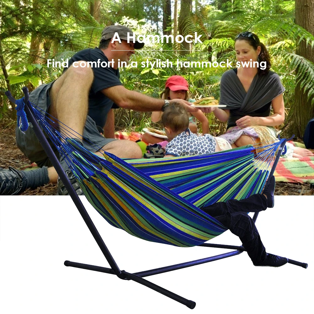 Stripe Color Parachute Hammock Camping Survival travel One/Double Person Outdoor Furniture Hunting Leisure Travel Hamak