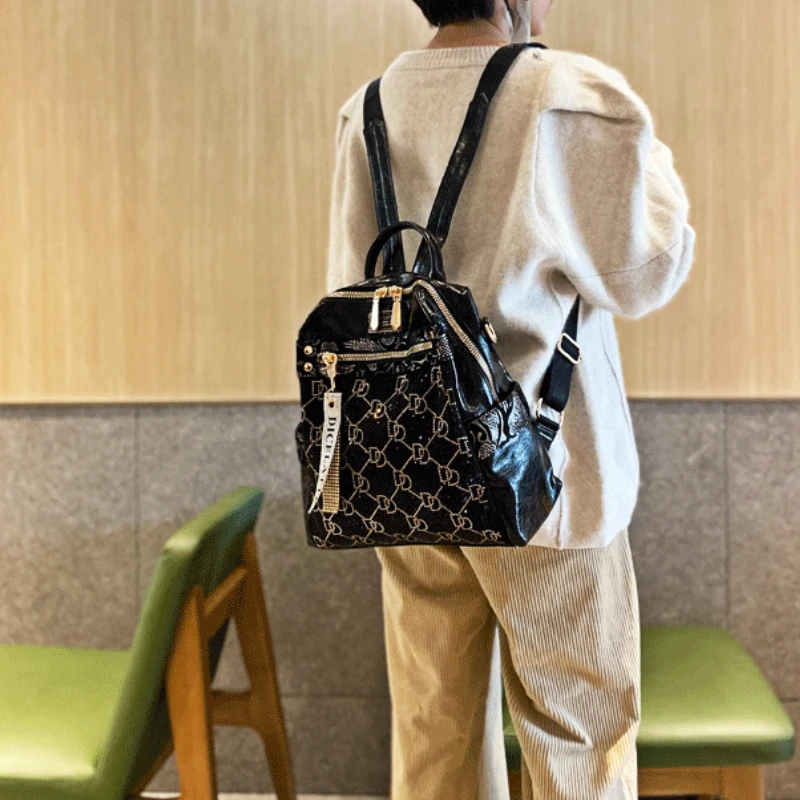 Real Leather Women\'s Backpack Shoulder Bags for Women Fancy Frills Female Back Pack  Sac à dos Cute Women Mochilas Para Mujer