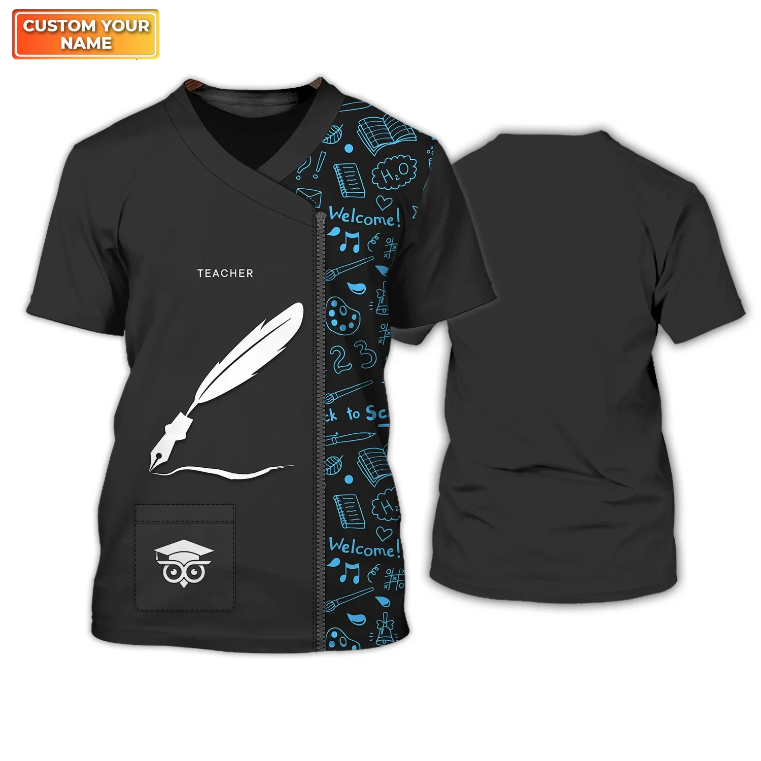 

Funny Pullover for Teachers and Students Customized Name Uniform T Shirts Summer Casual Streetwear Unisex Short Sleeve Tops