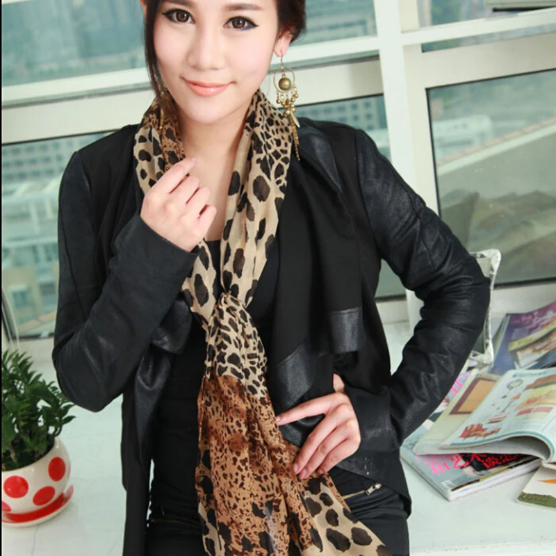 New Autumn and Winter Fashion Women Long Style Wrap Lady Shawl Leopard Chiffon Scarf 2