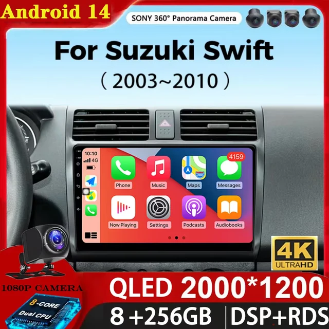 Android 14 Car Radio For Suzuki Swift 2003 - 2006 2007 2008 2009 2010 Multimedia Player Stereo Carplay AUTO Head Unit WIFI 4G BT 1