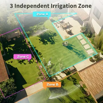 Diivoo Garden Water Timer 3 Zone Programmable Automatic Irrigation Timer with Rain Delay Manual/Auto Mode Watering for Lawn Yard