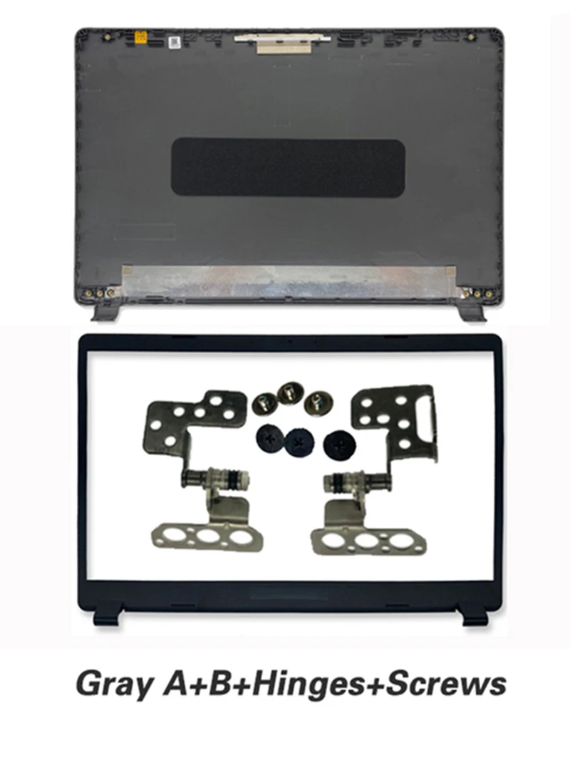 Black 15.6-Inch Laptop LCD Back Cover with Front Bezel and Hinges