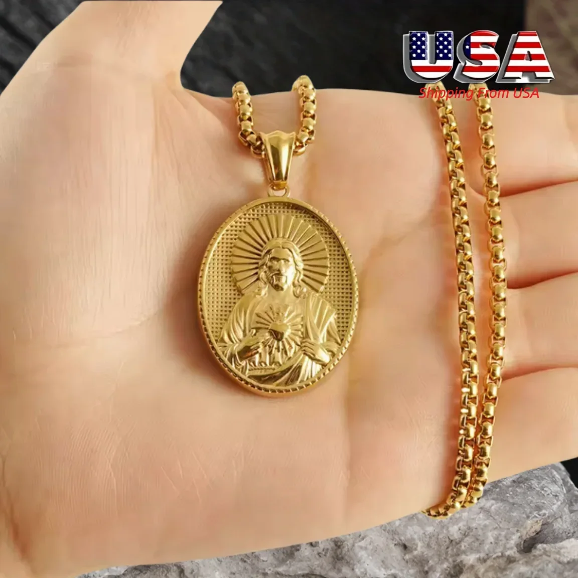 Gold Jesus Cross Necklace 1