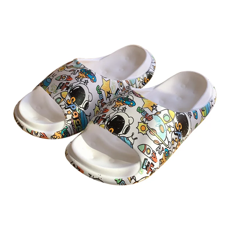 

Classic Space Pattern Women Yzy Slides Outdoor Beach Non-slip Platform Woman Slippers Home Bathroom Couple Sandals Cloud Slipper