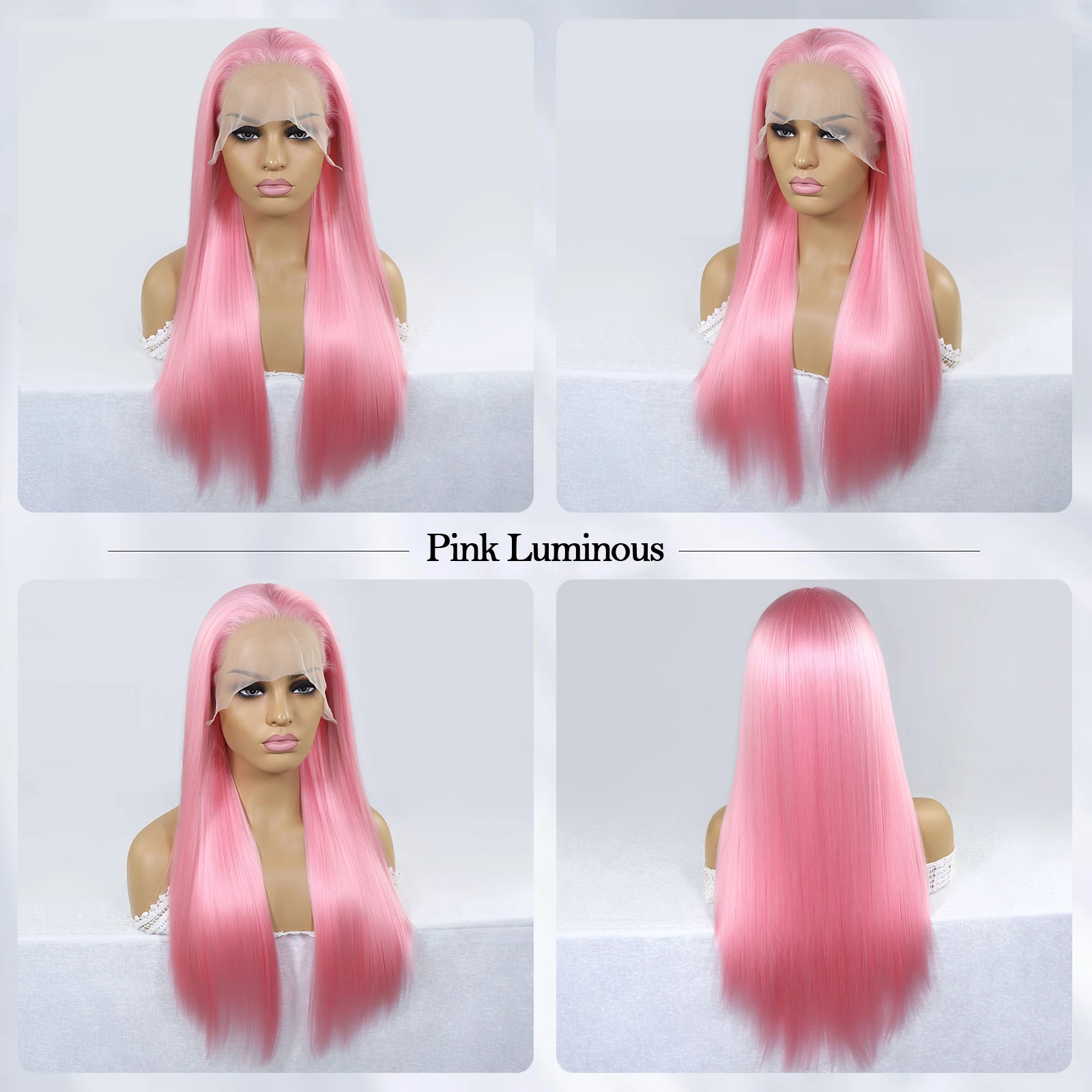 Green Blue Pink Glowing Luminous Wig 13x3 Lace Front Wig Synthetic Cosplay Party Light Glowing Hair Shining Hair In The Dark