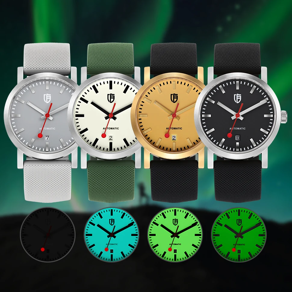 BERNY Watch for Men Automatic Self-Wind Gold Watch Luxury Brand Super Luminous Mechanical Swiss Railroad Wristwatch Men 5ATM