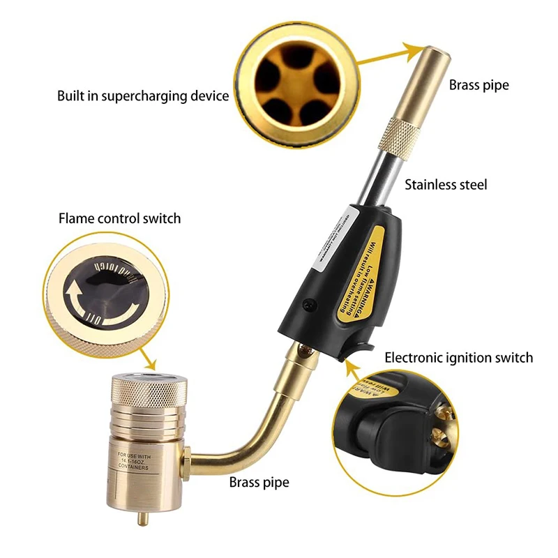 Turbo Torch Tips Gas Self Ignition Turbo Torch Regulator Brazing Soldering Welding Plumbing Tool Home Accessory 4