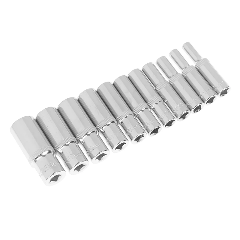High-Quality 11-Piece Chrome Socket Set, 1/4-Inch Metric Drive, 6-Point Deep, 4-14mm