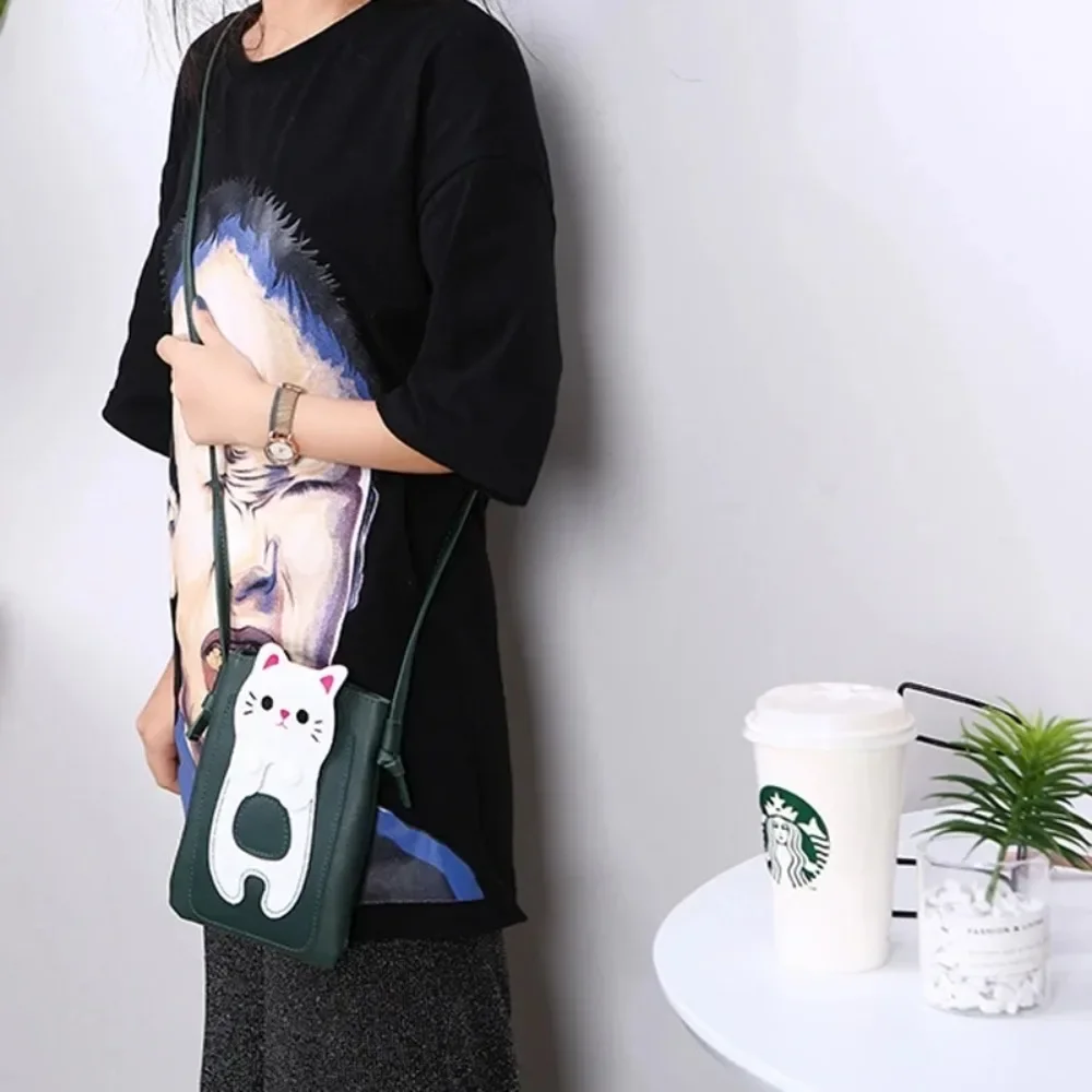 Bags for Women New Lovely Cat Cartoon Shoulder Bag Fashion Handbag Cellphone Bags Coin Purse Students Leather Crossbody Bag