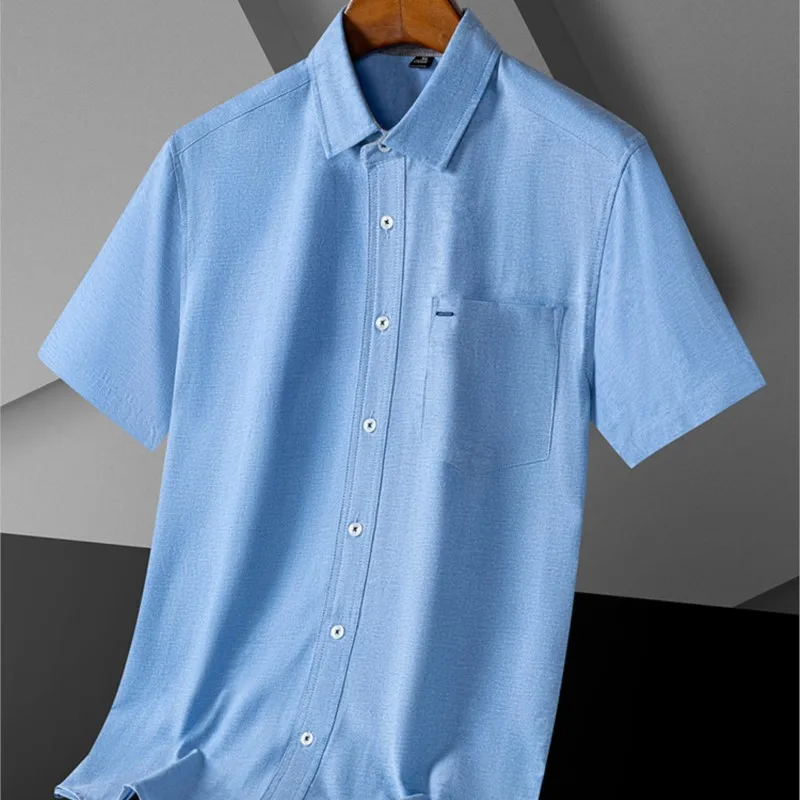 Business Oxford Woven Men's Casual Short-sleeved Cotton Loose Shirt Fashion Men's Short-sleeved Shirt Summer