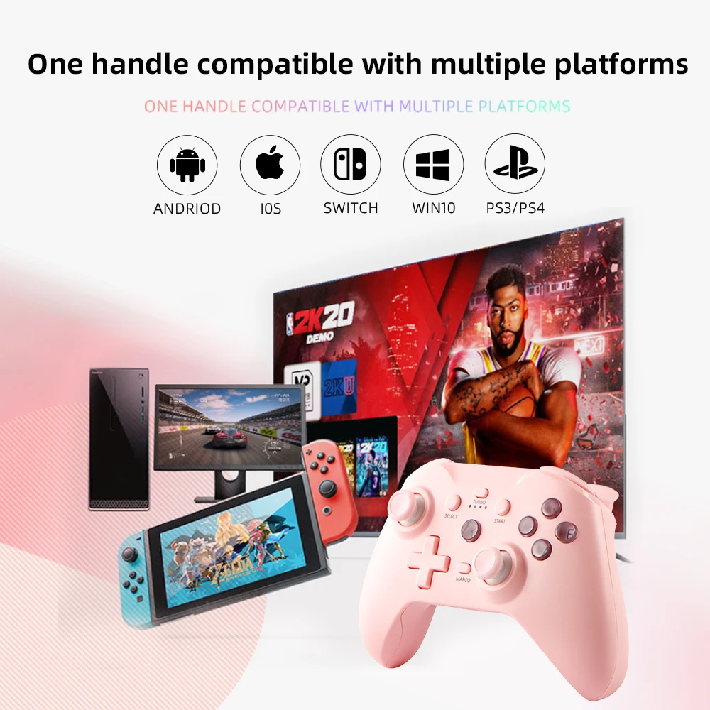 스위치 게임 패드 무선 컨트롤러는 듀얼 모터 진동 기능을 갖춘 안드로이드 휴대폰/iOS/컴퓨터 Win10/PS4를 지원합니다.