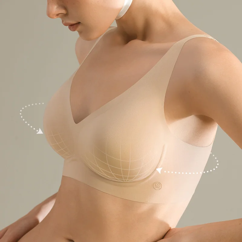 SUJIIN Women's Bra and Panty Sets Push Up Wireless No Show Bras Seamless Female Underwear Antibacterial Panties Suit MX208+N172