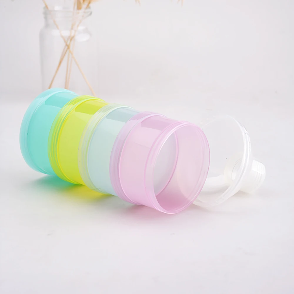 4 Grid portable multi-color milk powder box container for toddlers Baby snacks food storage box Formula dispenser Milk powder