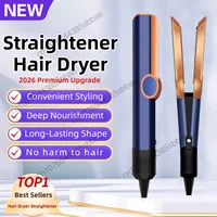 Professional 2-in-1 Hair Dryer and Straightener Negative Ion Iron Long Lasting Styling Tool Wet and Dry Straightener