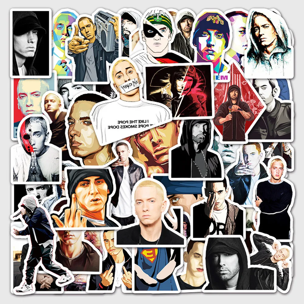 

10/50Pcs Eminem Rapper Stickers For Laptop Luggage Motorcycle Suitcase Skateboard Phone PVC Decals DIY Gift
