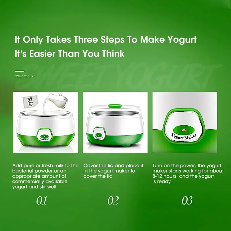Yogurt Maker Mini Home Yogurt DIY Stainless Steel Automatic Making Tool 220V Kitchen Maker Cooking Machine