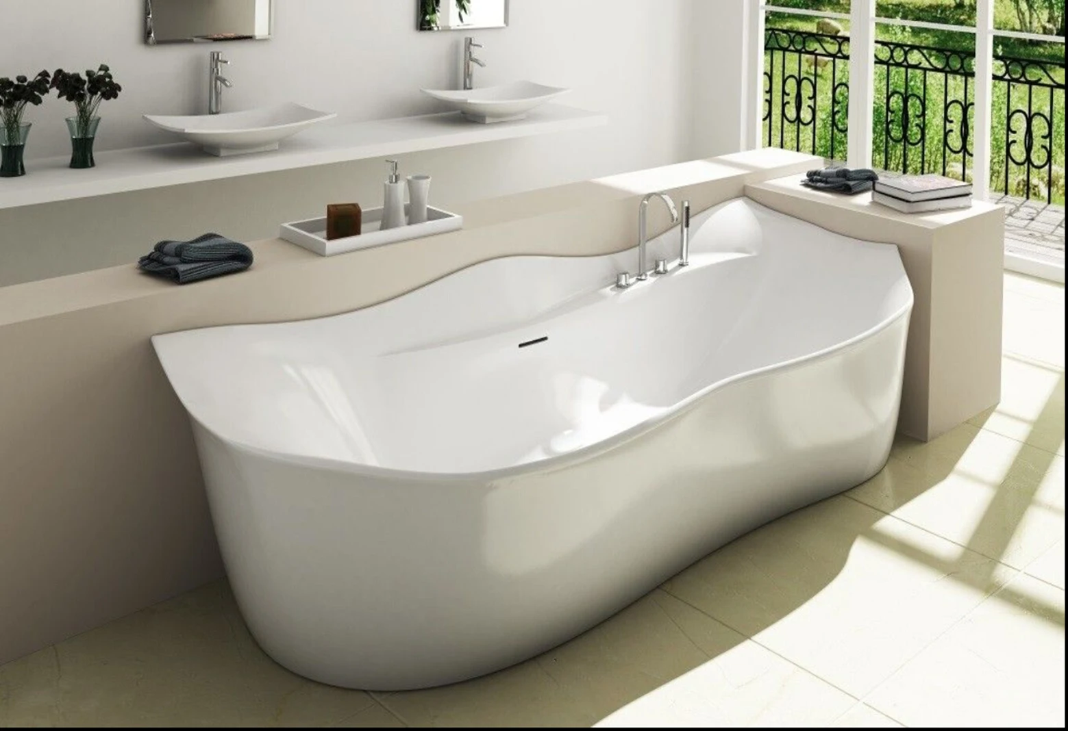 2050x880x630mm Solid Surface Stone Acrylic Bathtub Freestanding Floor Mounted Integrated Corian Tub WD012A 4
