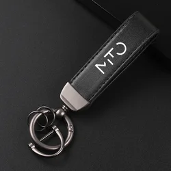 Deluxe Leather Keychain with Car Badge Pendant (Black)
