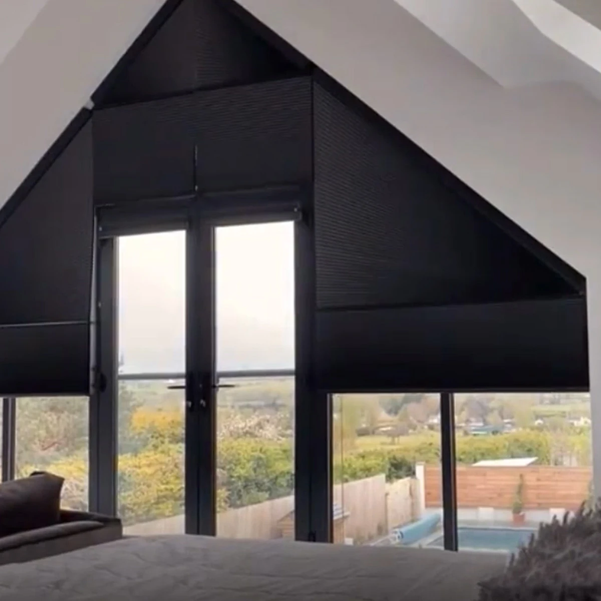 Blind for Windows, Angled Cellular Shades Custom Size