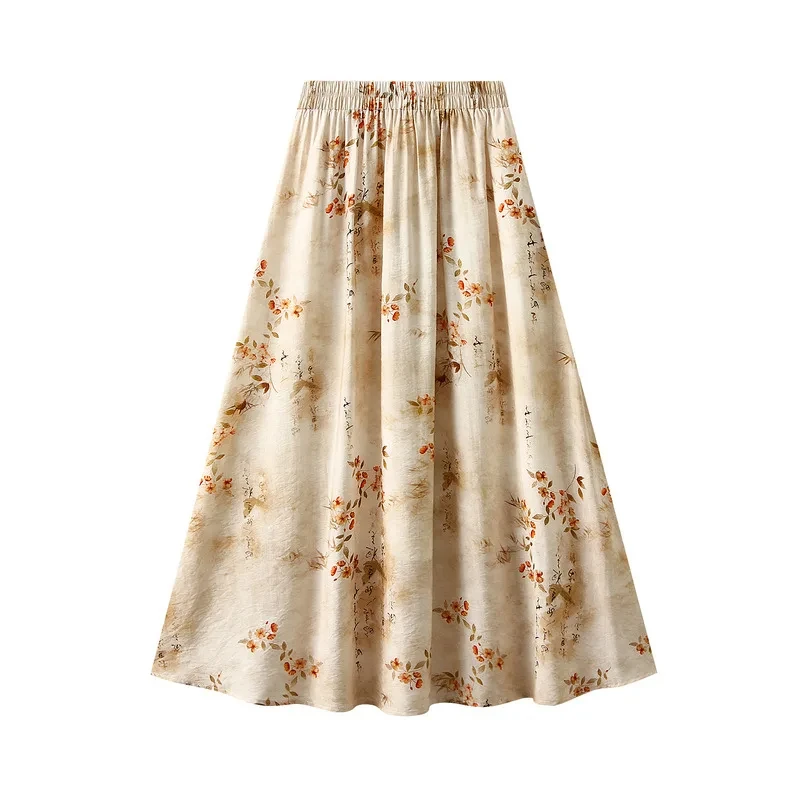 

Chinese Style Tiansi Cotton For Women's Summer 2024 New High-End Ramie Linen A-Line Skirt 0832