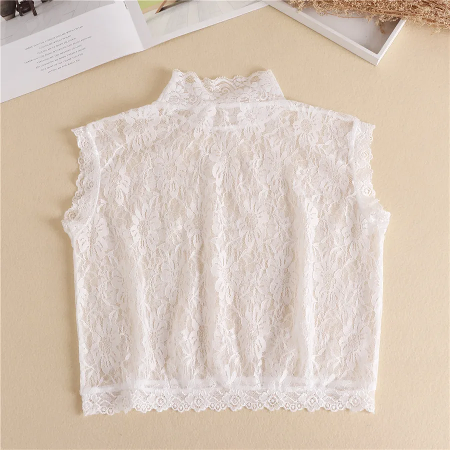 

Women Lace Floral Fake Collars Girls Hollow Out Detachable Collar for Sweater Blouse Tops Turtleneck False Collars Decorative