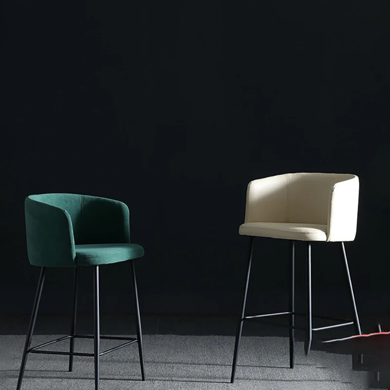 Luxury Design High Bar Chairs Counter Vintage Upmarket Hotel Leisure Chairs Saddle Leather Backrest Cadeira Luxury Furniture