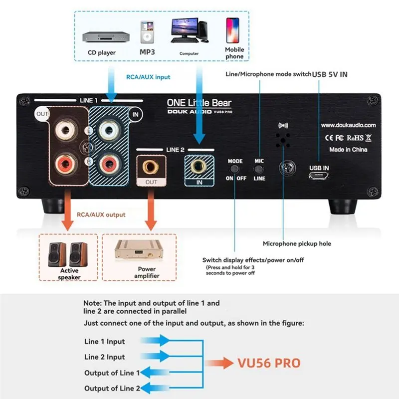 A23F-VU56-PRO 듀얼 채널 음악 스펙트럼 분석기 LED 사운드 레벨 미터 MIC 음악 스펙트럼 시각화 장치 오디오 분배기