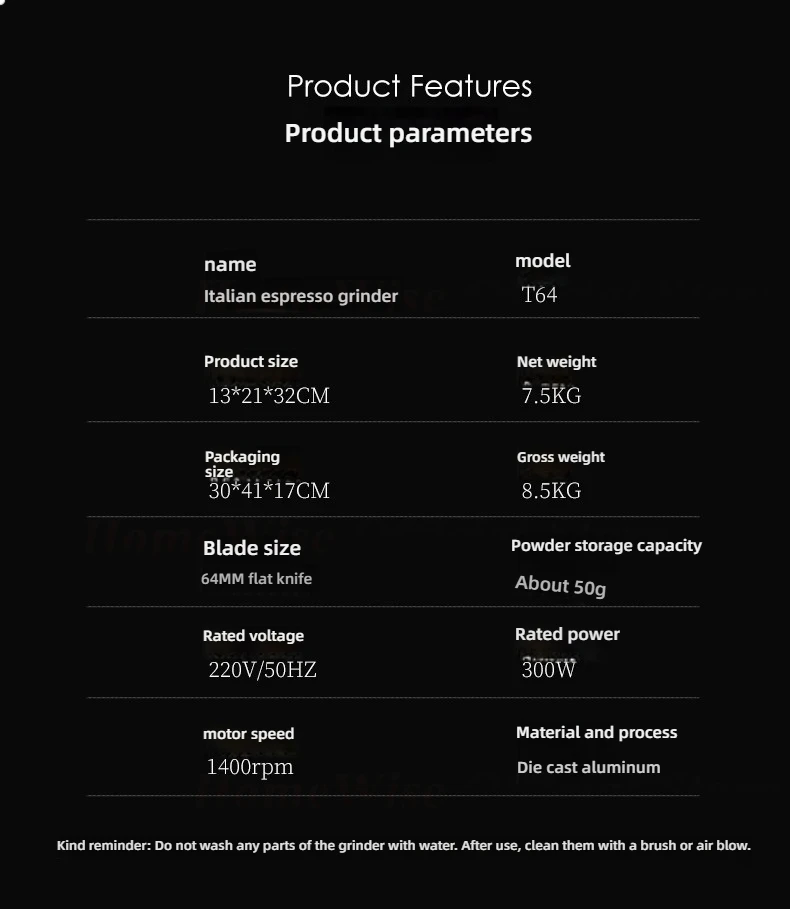 HomeWise T64 Variable Speed Coffee Bean Grinder Machine 64mm Flat Burr Espresso Coffee Grinder Single Dose Grinder Miller 2
