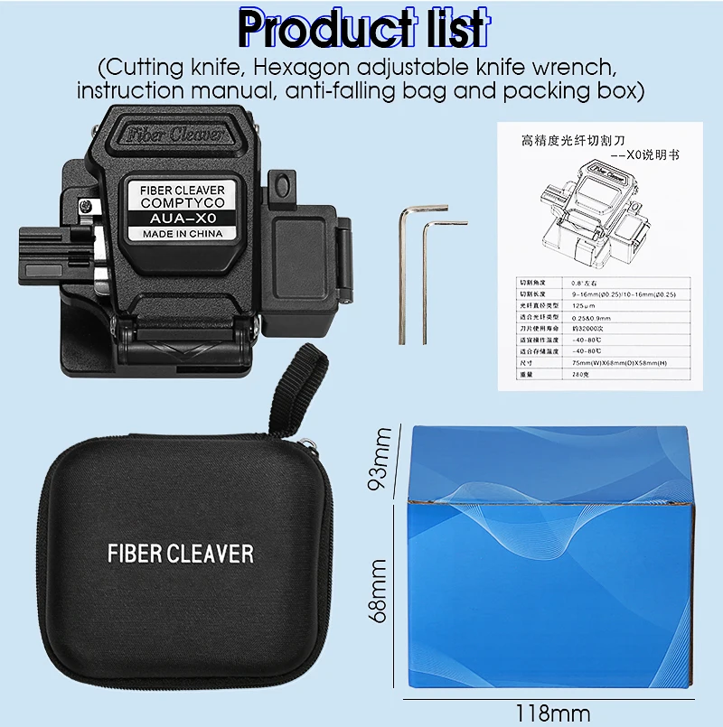 High Precision AUA-X0 Fiber Cleaver Cable Fiber Optic Cutting Knife Tools Cutter