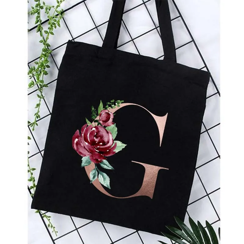 Alphabet Print Bridesmaid Totes Canvas Shopping Bags Bridal Bachelorette Party Shoulder Bag Fashion Beach Handbags Wedding Gifts 