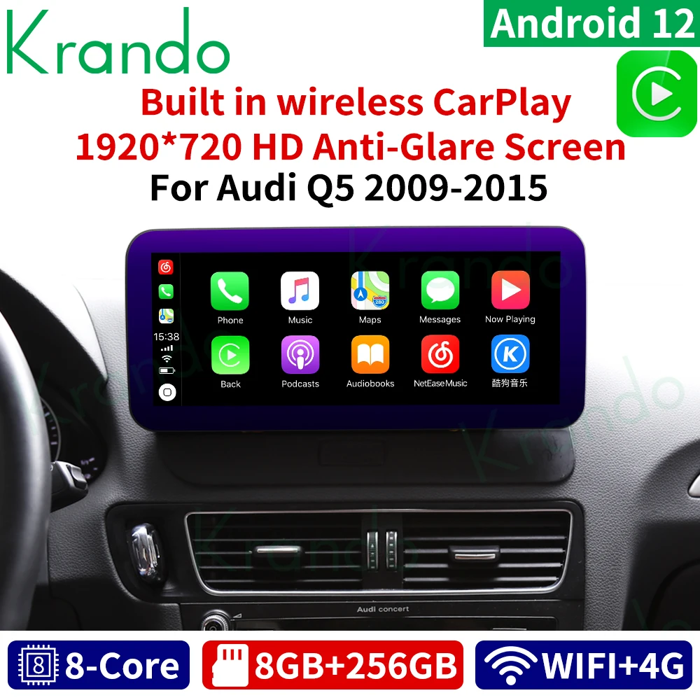 

Автомагнитола Krando, 12,0 дюйма, Android 12,3, для Audi Q5 SQ5 2009 - 2015