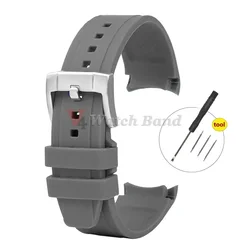 Curved End Silicone Rubber Sport Watch Band - 20mm/22mm Strap Replacement - 20mm (Grey)