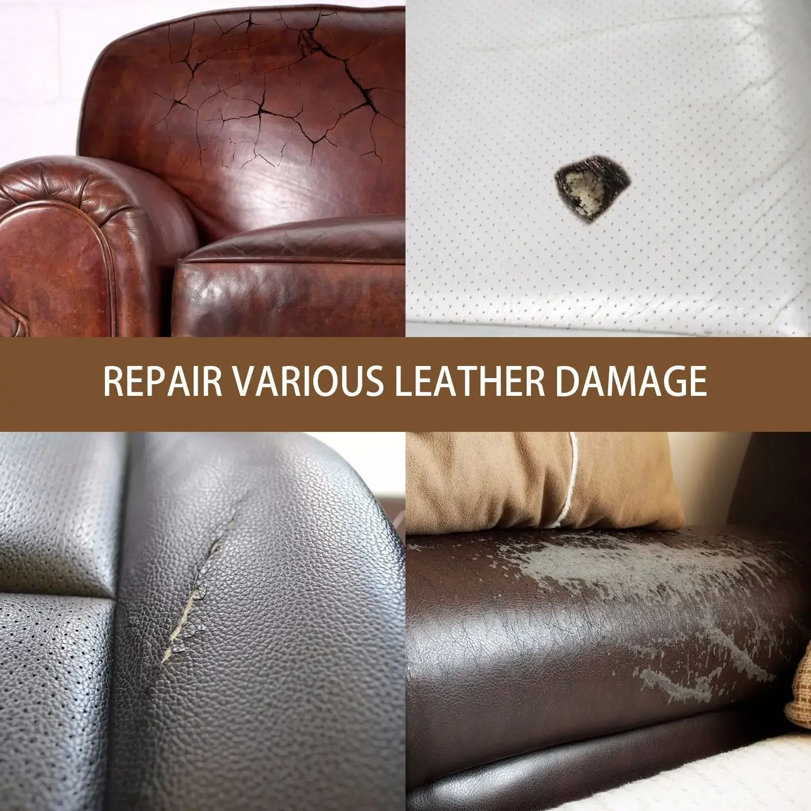 Leather Reconditioning Kit Complete Set for Bags Shoes Furniture Car Interior Repairing Cleaning Protecting Leather Products