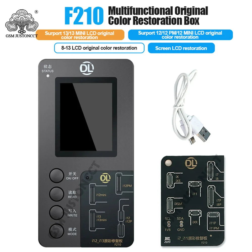 

Многофункциональный ремонтный инструмент DL F210 7-x 12mini Pro Max, 13 цветов экрана, Ремонтный прибор для IPHONE, программатор, тестер